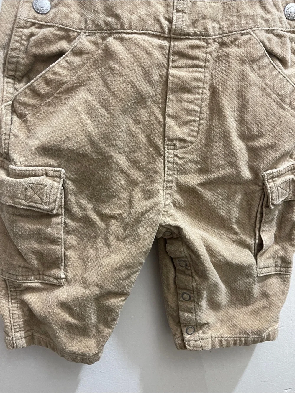 Vintage Baby GAP Beige/Tan Corduroy Kids Overalls Sz 6/12M